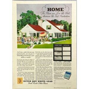 Dutch Boy White-Lead Paint "Home the place you love the best" VTG Print Ad 1936